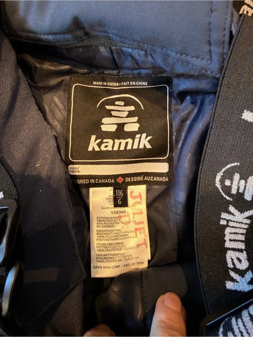 Kamik Youth Size 6 Insulated Snow Bib Pants Navy Waterproof Winter Ski Snowboard